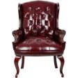 Elegant Mahogany Wood Finish Vintage Designer Wingback Traditional  Burgundy Armchair on Sale