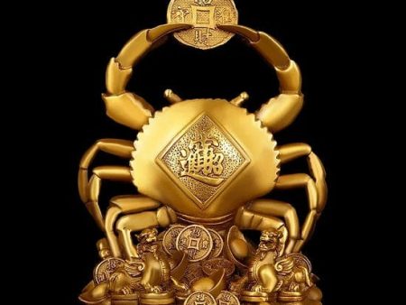 Feng Shui Large Golden Copper Crab Sculptures For Great Welth,Sucess and Prosperity For Discount