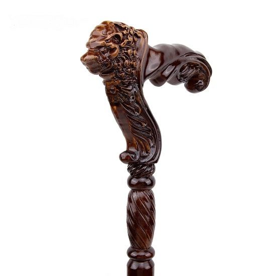 Luxury Lion Handle Hand Curve Walking Cane Fashion Gentleman Wood Walking Stick on Sale