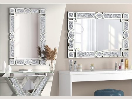 Designer Crystal Crush Diamond Silver Wall Mirror Fashion