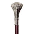 Italian Solid Hardwood Cobra  Pewter Walking Stick Collectible Gift For Sale