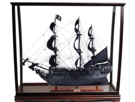 Black Pearl Pirates of The Caribbean Large Tall Ship Wood Model Sailboat With Table Top Display Case Assembled Online now