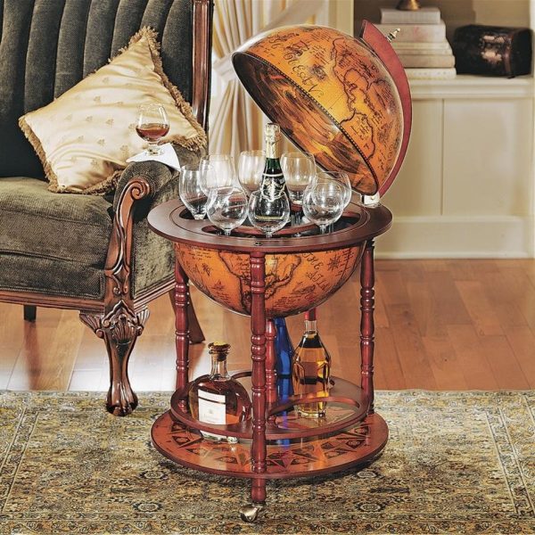 Italian Style Globe Bar Liquor Cabinet With Old World Charm For Cheap