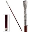 Italian Solid Hardwood Gentleman s Classic Pewter Walking Stick Collectible Gift on Sale