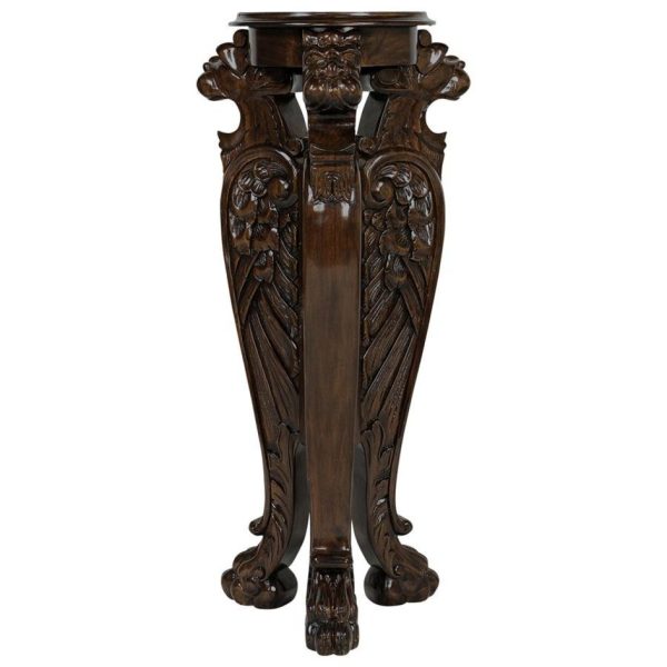 Manor Royal Winged Lion Hand Carved Maconomy Pedestal Hot on Sale