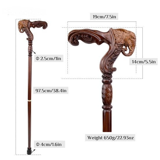 Luxury Fortune Elephant Brown Wood Handle Walking Cane Fashion Gentleman Walking Stick Fashion