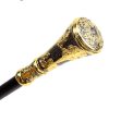 Golden Black Luxury Flower Round Handle Walking Cane Fashion Gentleman  Walking Stick Discount