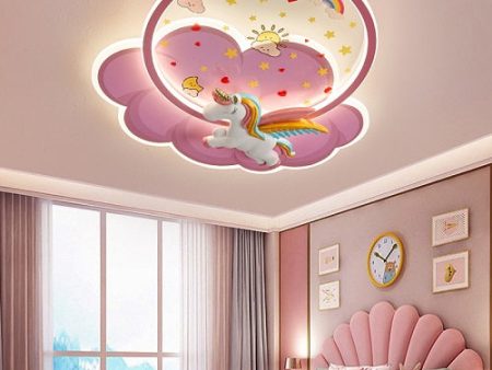 Pink Princess Unicorn Ceiling LED Creative Fashion Design Lamp Dimming with Remote Control For Kids Rooms Bedrooms Hot on Sale