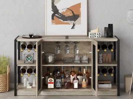 Elegant Wine and Liquor Bar Cabinet, With Ample Storage Space and Built-in Wine Rack Discount