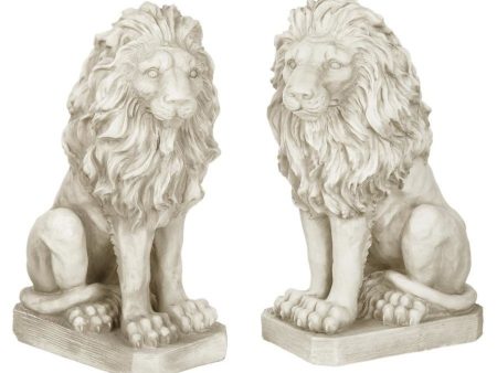 English Palace Gates Lion Sentinel Garden Sculptures Set of Two For Discount