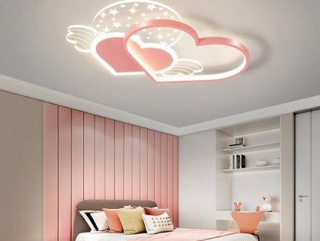 Pink Heart Ceiling LED Creative Fashion Design Lamp Dimming with Remote Control For Kids Rooms Bedrooms on Sale