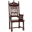 Hand Carved Solid Mahogany Replica Gothic Cathedral Arm Chair Fashion