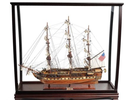 USS Constitution Large Tall Ship Wood Model Sailboat With Tabletop Display Case Combo Assembled Sale