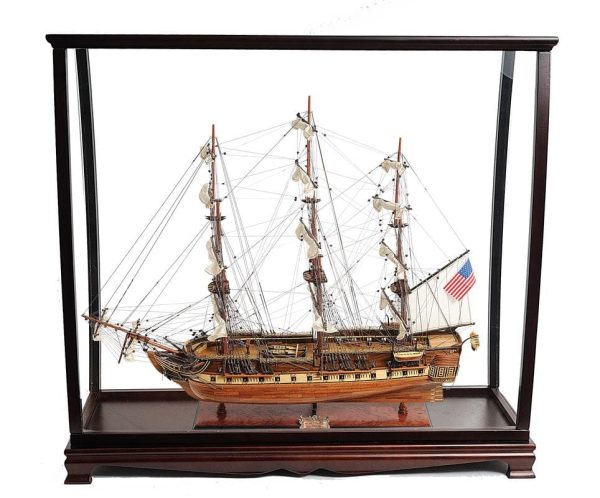 USS Constitution Large Tall Ship Wood Model Sailboat With Tabletop Display Case Combo Assembled Sale