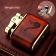 Private Collection Nostalgic Old-Fashioned Solid Wood Mechanical Lighter Pipe Smoking Gift Accessories For Sale