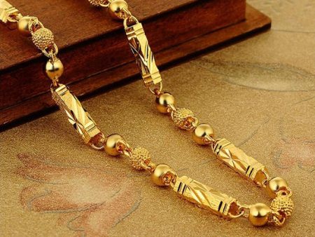 18K Gold Necklace Hexagonal Buddha Bamboo Chain Fashion