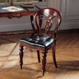 European Style Solid Mahogany  Fluted Leather Dining Side Chairs Discount