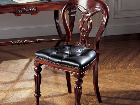 European Style Solid Mahogany  Fluted Leather Dining Side Chairs Discount