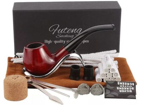 Classic Handmade Red Sandalwood 9 mm Pipe with Accessories For Sale