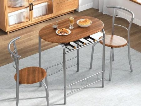 3 Pieces Dining Set for 2 Small Kitchen  Wood Table and Two Chairs Fashion