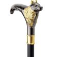 Collectible  Gentleman Gold Black Luxury Fox Walking Stick Discount