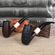 Classic Long Ebony Wood Solid Churchwarden Wood Bent  Pipe Online Hot Sale