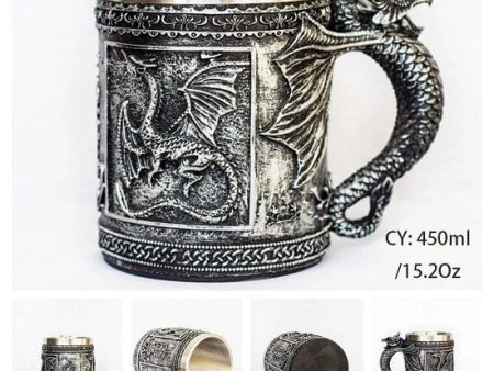 Medieval Flying Dragon Resin Stainless Steel Beer Mug Online Hot Sale