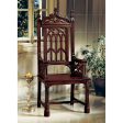 Hand Carved Solid Mahogany Replica Gothic Cathedral Arm Chair Fashion