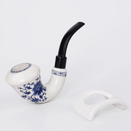 Blue and White Porcelain Pipe  Elbow 142 mm Filter Element and Pipe Holder Supply