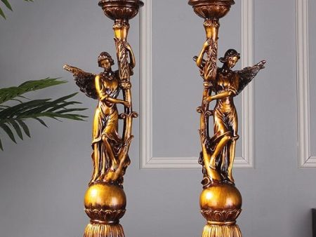 Angels Candle Holders Golden Candlestick Centerpieces Set Of Two Online now