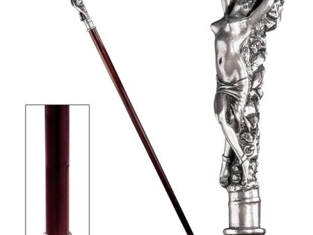 Italian Solid Hardwood Goddess of Love Pewter Walking Stick Collectible Gift Online Hot Sale