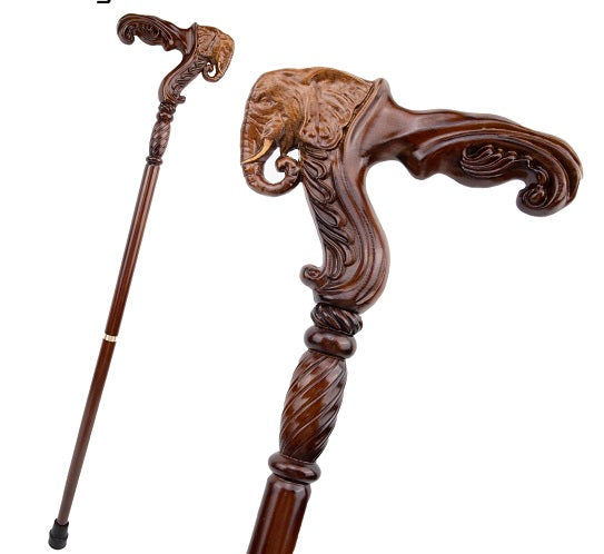 Luxury Fortune Elephant Brown Wood Handle Walking Cane Fashion Gentleman Walking Stick Fashion