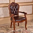 Luxury Italian Style Mahogony Wood Hand Carving Leather and Upholstered  Dining Chairs Hot on Sale