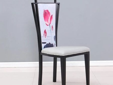 Premium Italian Vintage Floral Design  Dining Chairs with Faux Leather By Sillas De Comedor Discount