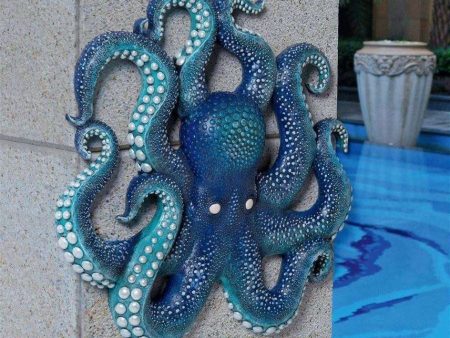 Blue Octopus of the Coral Reef Steampunk Garden Wall Sculpture For Cheap