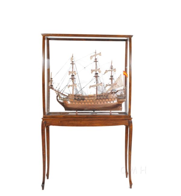 Floor Display Case Cabinet Wood with Plexiglas Panels Classic Light Brown for Tall Ship Yacht and Boat Models Discount