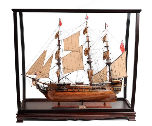 HMS Surprise British Royal Navy Frigate Tall Ship  Portrayed in the Movie Master and Commander Wood Model Sailboat Large With Table Top Display Case For Sale