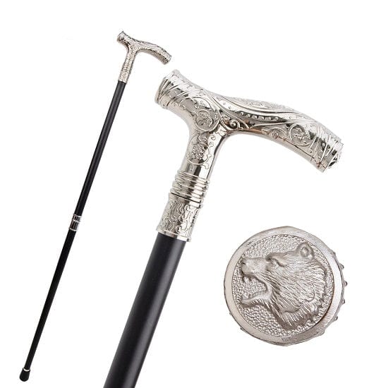 Bear Head Luxury Curve Line Type Walking Cane Fashion Gentleman Walking Stick Online