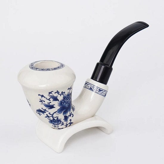 Blue and White Porcelain Pipe  Elbow 142 mm Filter Element and Pipe Holder Supply