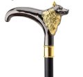 Collectible  Gentleman Gold Black Luxury Fox Walking Stick Discount