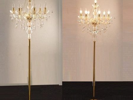 Crystal  Large Sculptural Floor Lamp With Real K 9 Crystalls With LED Bolds Discount