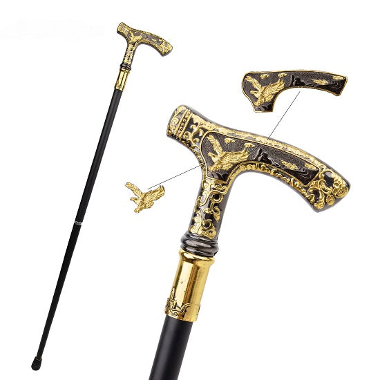 Luxury Gold Black Luxury American Eagle Handle  Walking Cane Fashion Gentleman  Walking Stick Sale