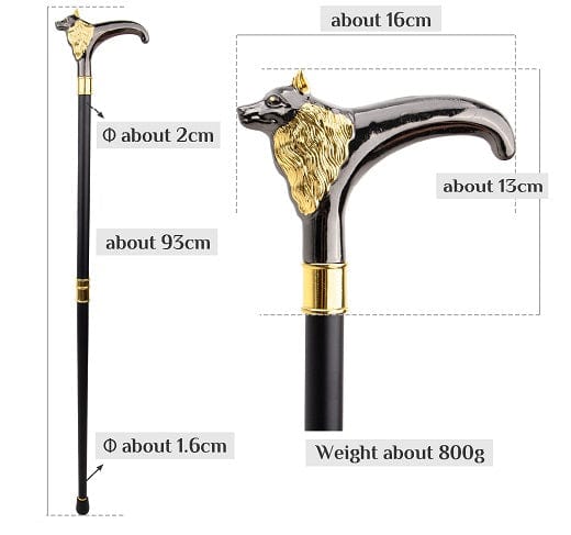 Collectible  Gentleman Gold Black Luxury Fox Walking Stick Discount