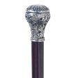 Italian Solid Hardwood Ornamental Classic Flamboyant  Ball Pewter Walking Stick Collectible Gift Fashion