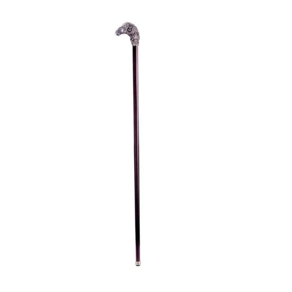 Italian Solid Hardwood Emperor s Ram Pewter Walking Stick Collectible Gift For Discount