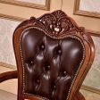 Luxury Italian Style Mahogony Wood Hand Carving Leather and Upholstered  Dining Chairs Hot on Sale