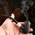 Classic Long Ebony Wood Solid Churchwarden Wood Bent  Pipe Online Hot Sale