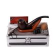 Classic Handmade Ebony Pipe Complete Set with Accessories Paired with Aluminum Alloy Gift Box Supply