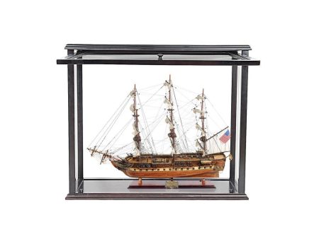 USS Constitution Medium Tall Ship Wood Model Sailboat With Tabletop Display  Front Open Case Combo Assembled Hot on Sale