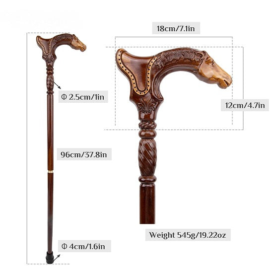 Luxury Race Horse Brown Wood Handle Walking Cane Fashion Gentleman Walking Stick Fashion